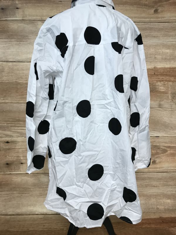 BonPrix Collection White Dippy Hem Shirt with Black Spots