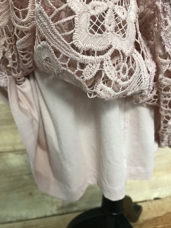 Fair Lady Pink Crochet Lace Fronted Top