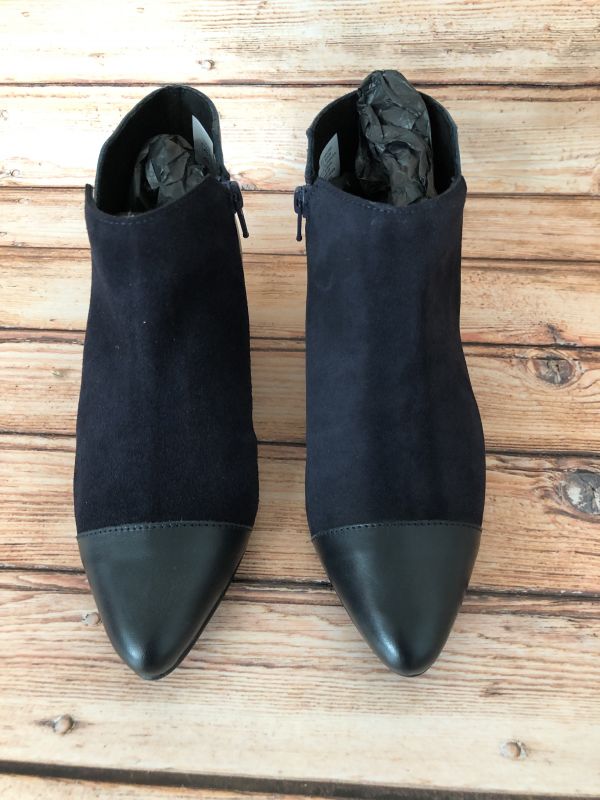 heine Navy Suede/leather Ankle Boots