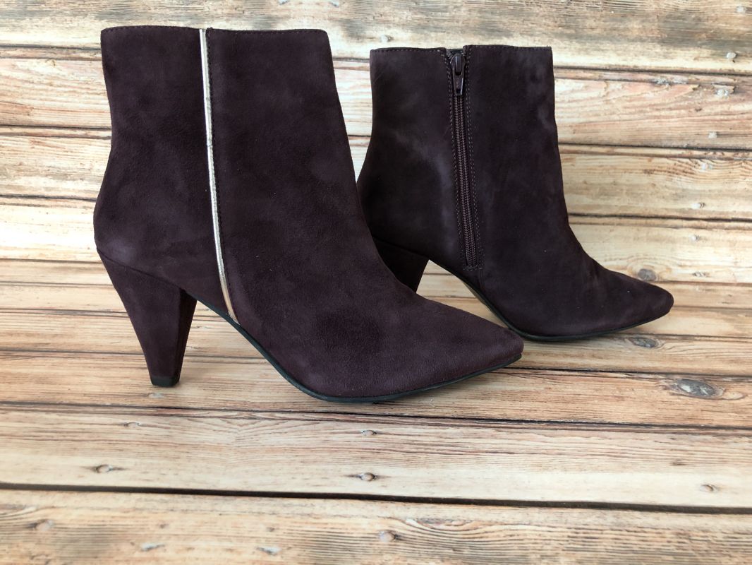 Kaleidoscope Burgundy & Rose Gold Goat Suede Ankle Boots