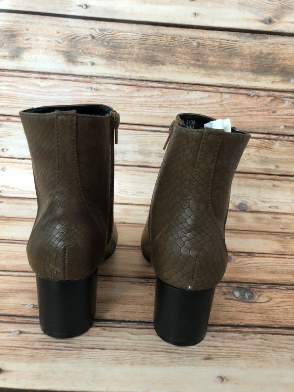 Spot On Brown Tan Croc Ankle Boots
