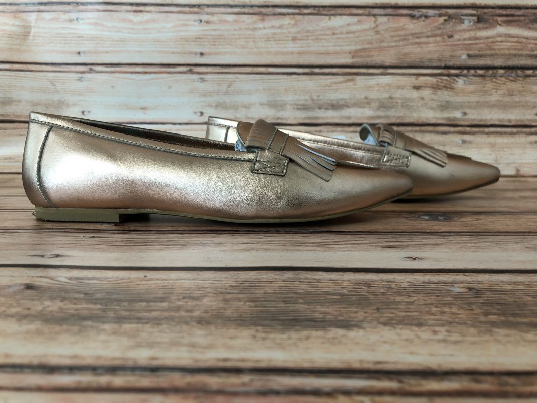 Kaleidoscope Rose Gold Leather Pointed Flats