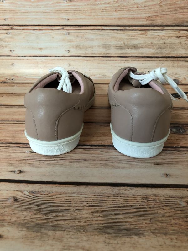 Kaleidoscope Nude Leather Scallop Detail Trainers
