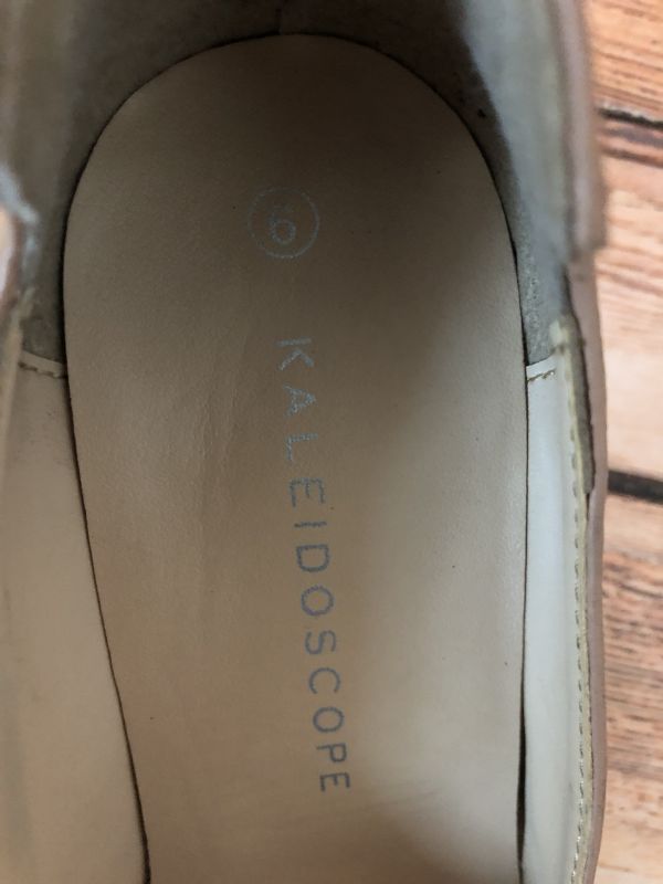Kaleidoscope Camel Leather Block Heel Court Shoes