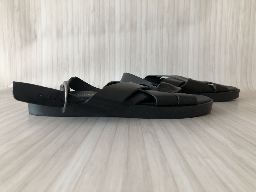 Kaleidoscope Black Leather Weave Sandals