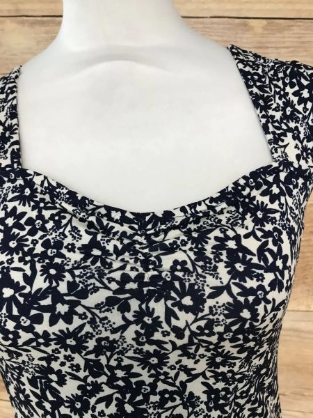 Kaleidoscope Navy and White Floral Print Top