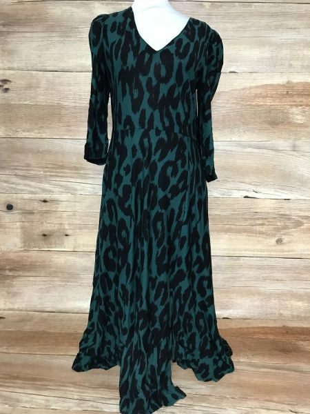 Wallis Green and Black Animal Print Long Sleeve Maxi Dress