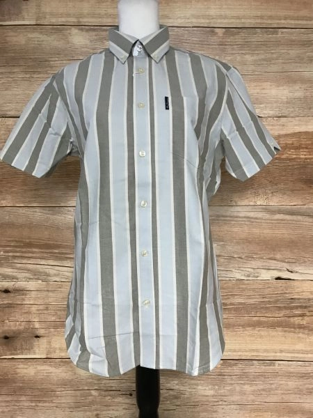 Ben Sherman Blue and Grey Striped Short Sleeve Shirt