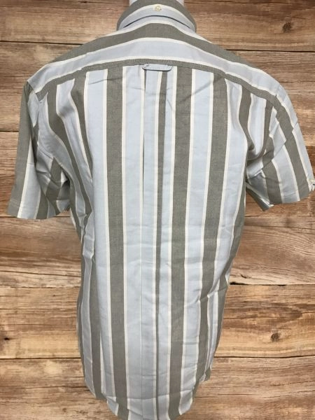 Ben Sherman Blue and Grey Striped Short Sleeve Shirt