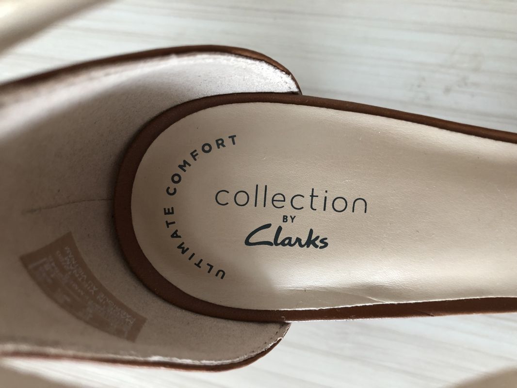 Clarks Metallic Block Heel Sandals