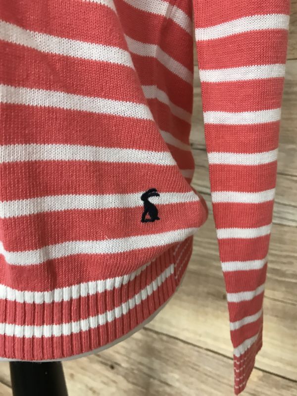 Joules Coral and White Striped Jumper