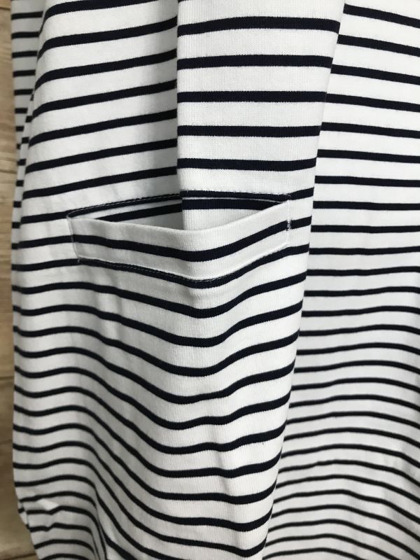 Joules White Dress with Black Stripes and Floral Pattern on Top