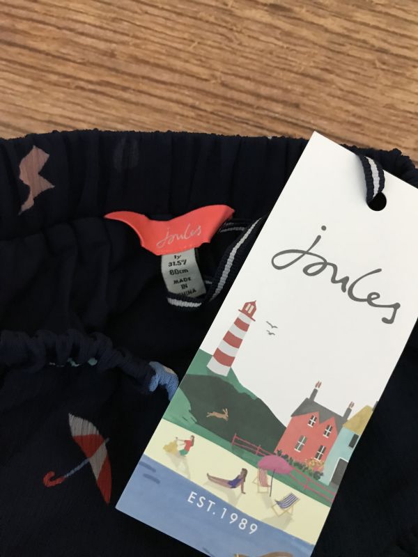 Joules Navy Layered Skirt with Heart and Umbrella Print
