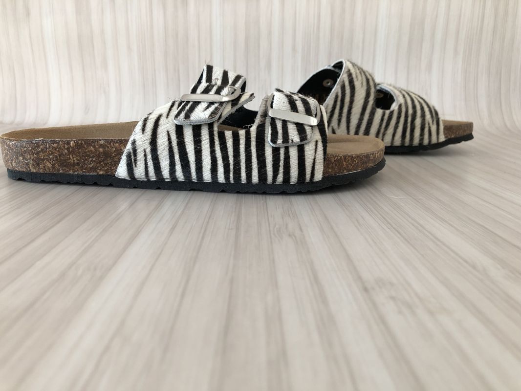 Kaleidoscope Zebra Print Foot Bed Mules