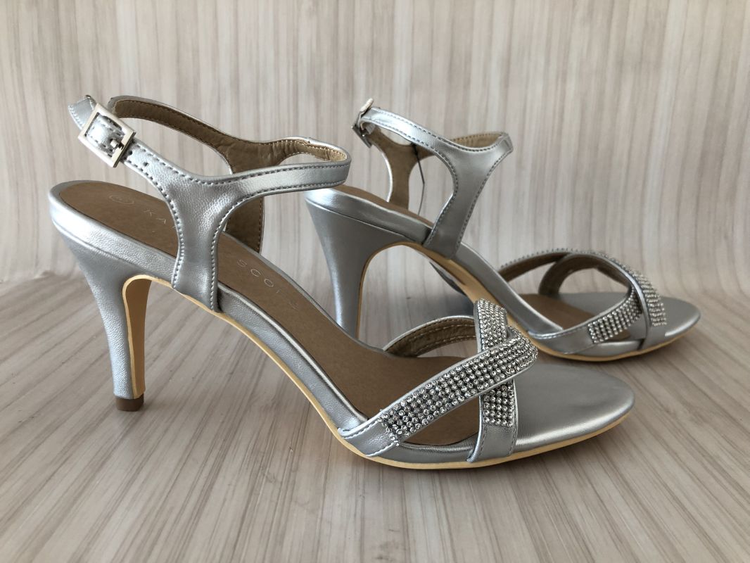 Kaleidoscope Silver Diamante Twist Sandals