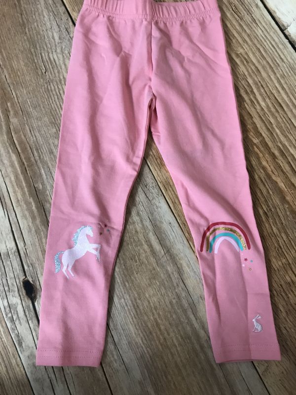 Joules Pink Leggings with Unicorn and Rainbow Design