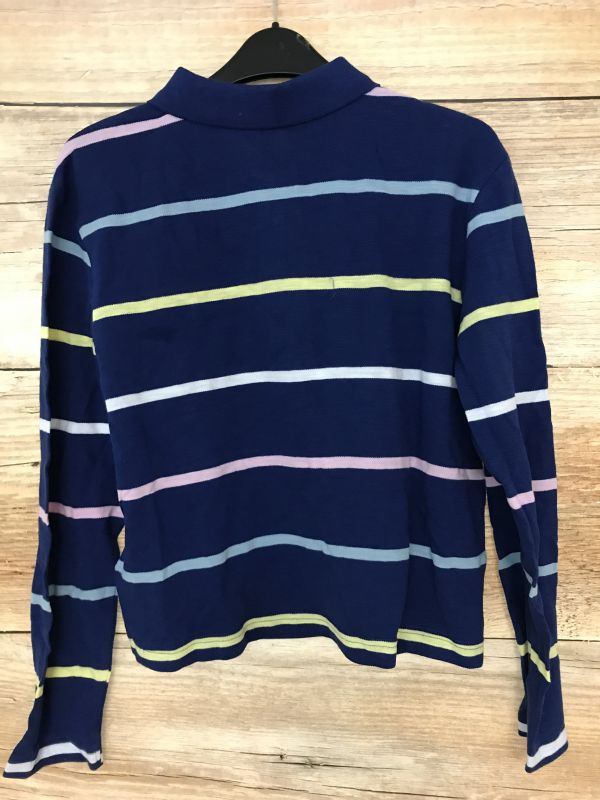 Rainbow Navy Striped Long Sleeve Polo Shirt