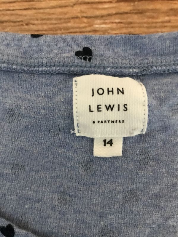 John Lewis Blue Pyjama Set with Heart Pattern