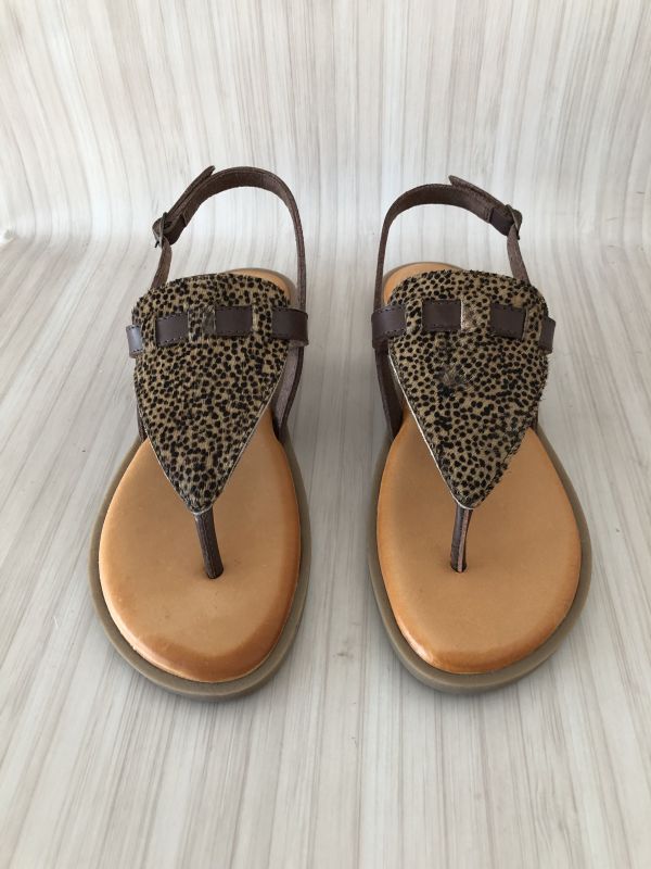 Leather Collection Cheetah Print Ladies Toe Post Sandals