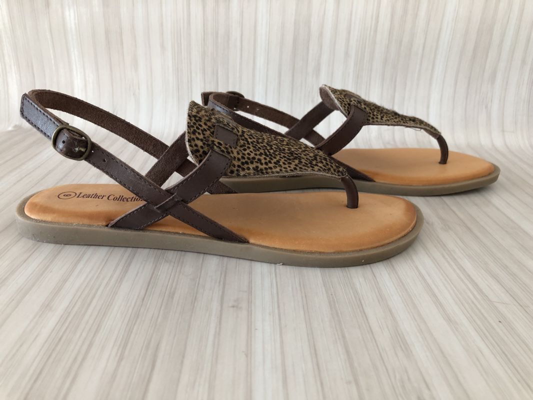 Leather Collection Cheetah Print Ladies Toe Post Sandals