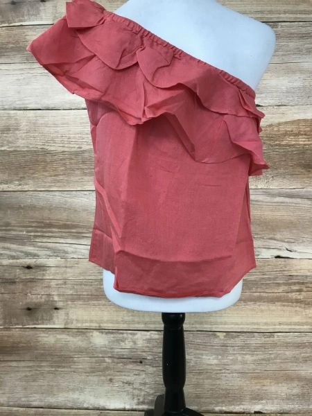 Kaleidoscope Coral One Shoulder Frill Top