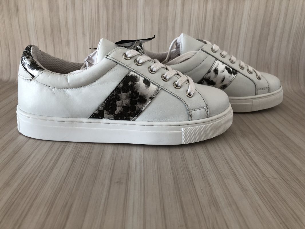 Kaleidoscope Leather Silver Snake Back & Side Panel Trainers