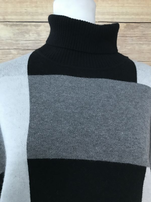 Black, White and Grey Roll Neck Jumper