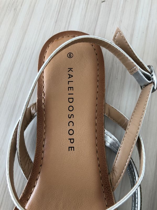 Kaleidoscope Silver Tone Diamante Strap Leather Sandals