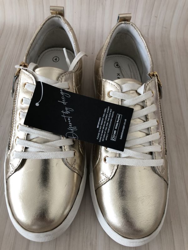 Kaleidoscope Gold Tone Quilted Leather Trainers