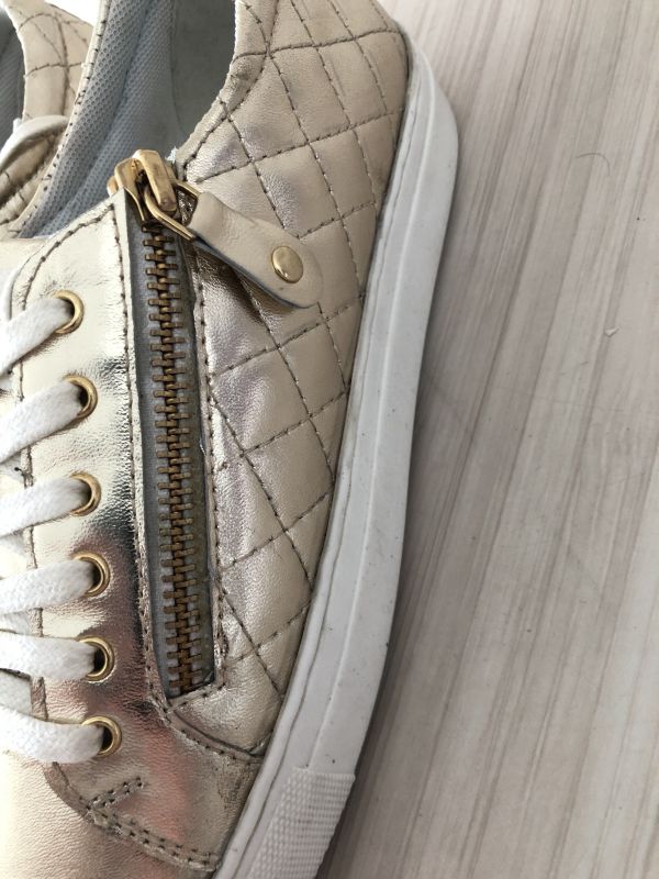Kaleidoscope Gold Tone Quilted Leather Trainers