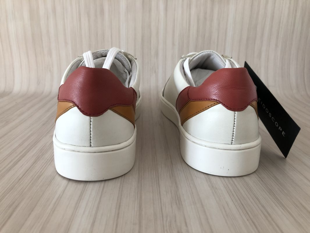 Kaleidoscope Leather Red/Tan Stripe Back Trainers