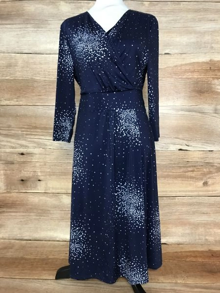 Together Navy and White Wrap Dress