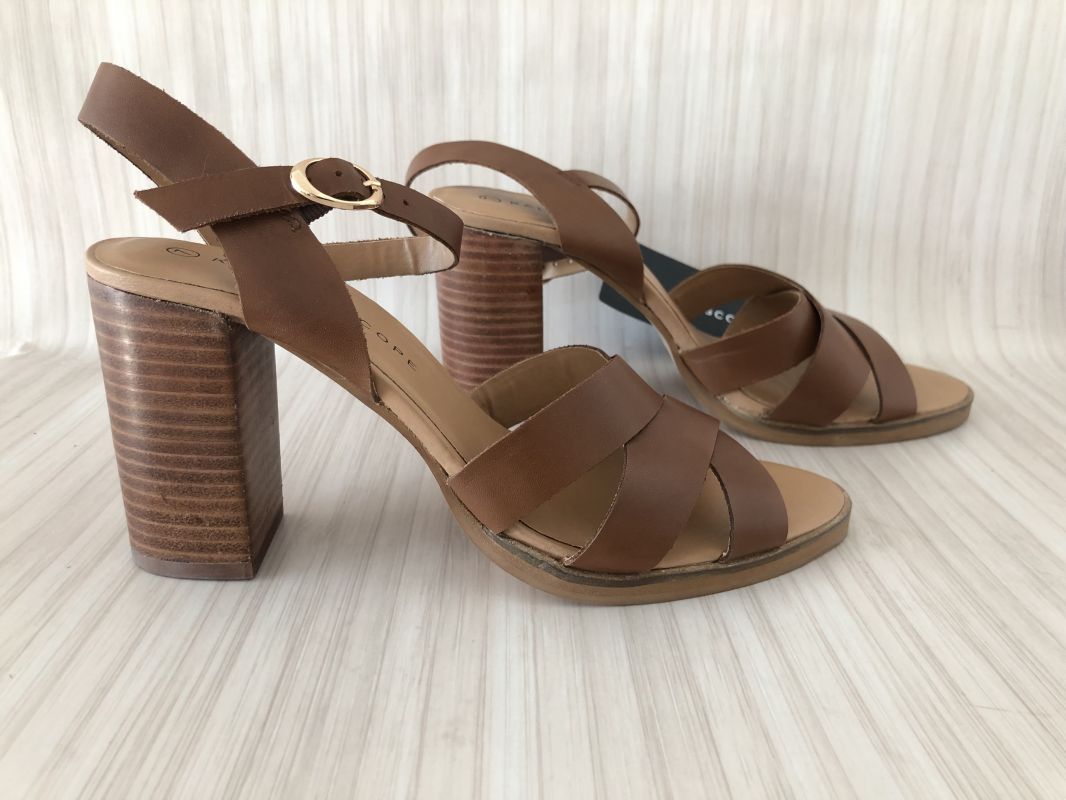 Kaleidoscope Tan Leather Block Heel Sandals