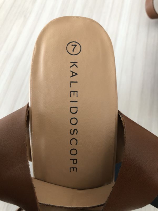 Kaleidoscope Tan Leather Block Heel Sandals