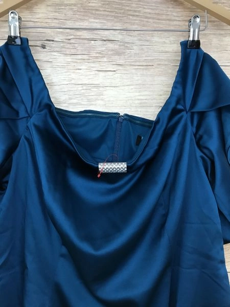 One by Kaleidoscope Blue Turquoise Off The Shoulder Satin Dress