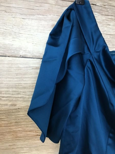One by Kaleidoscope Blue Turquoise Off The Shoulder Satin Dress
