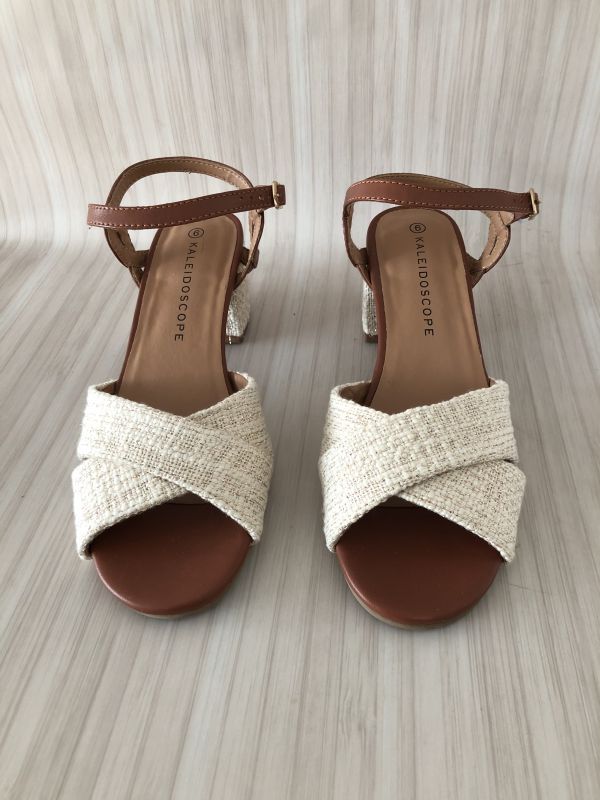 Kaleidoscope Tan/Cream Block Heel Sandals