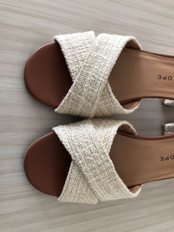Kaleidoscope Tan/Cream Block Heel Sandals