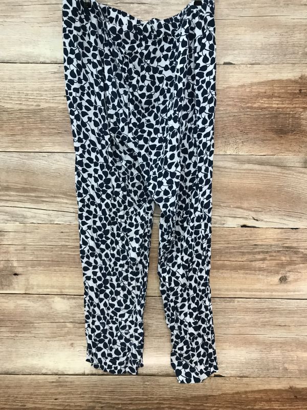 BPC Navy and White Leaf Print Trousers