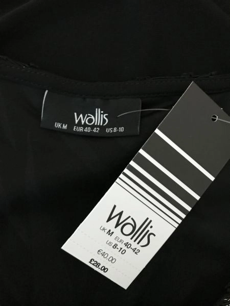 Wallis Black and Silver Bat Wing Sleeve Top