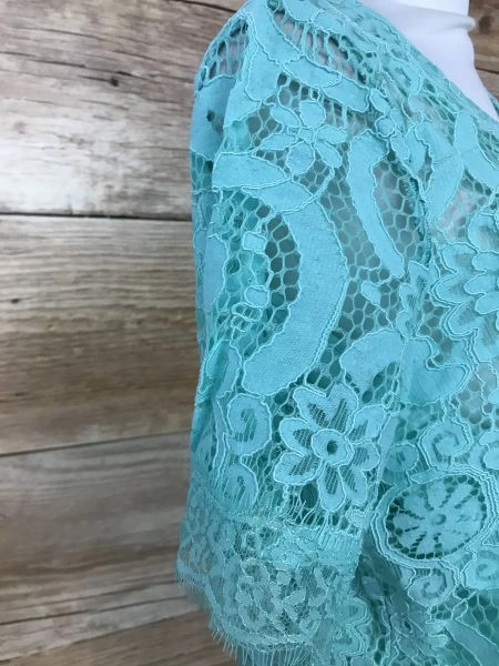 Kaleidoscope Blue Teal Lace Top with Cami Top
