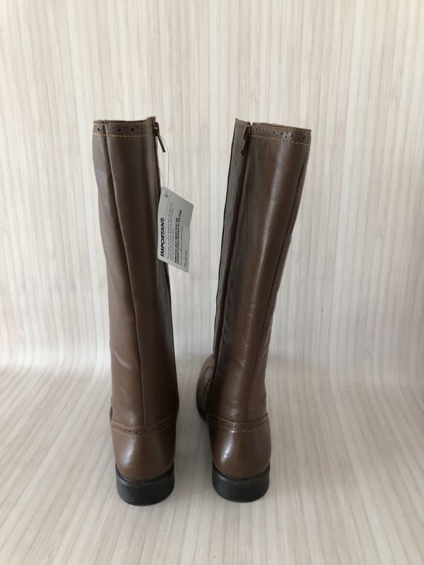 Kaleidoscope Brown Wide EE Fit Button Trim Long Boots