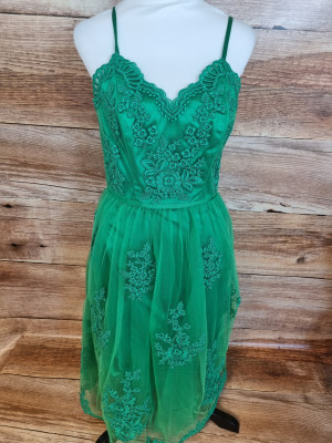 Green netted dress