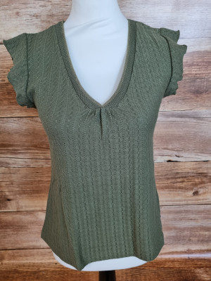 Olive green short sleeve top