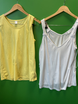 Yellow and white vest top