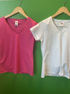 Pink and white tops