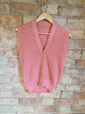 Vintage pink knitted waistcoat Size S/M