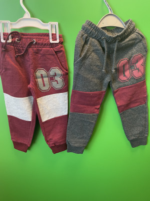 Burgundy and grey joggers