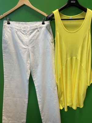 Yellow and white trouser set