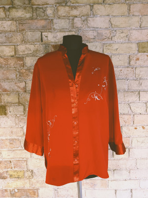 Vintage red oriental style shirt Size 18